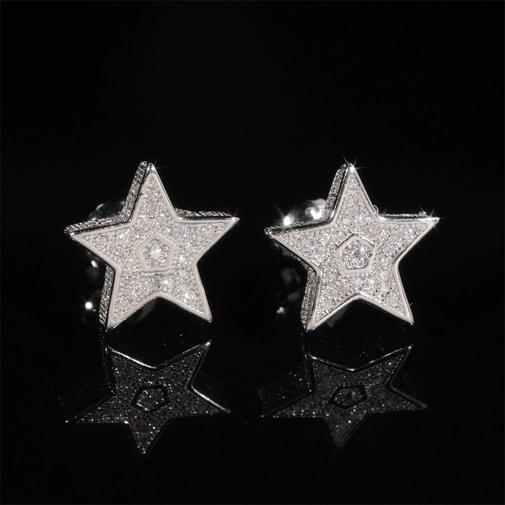 New Style Star Earrings 925 Silver Moissanite Earrings