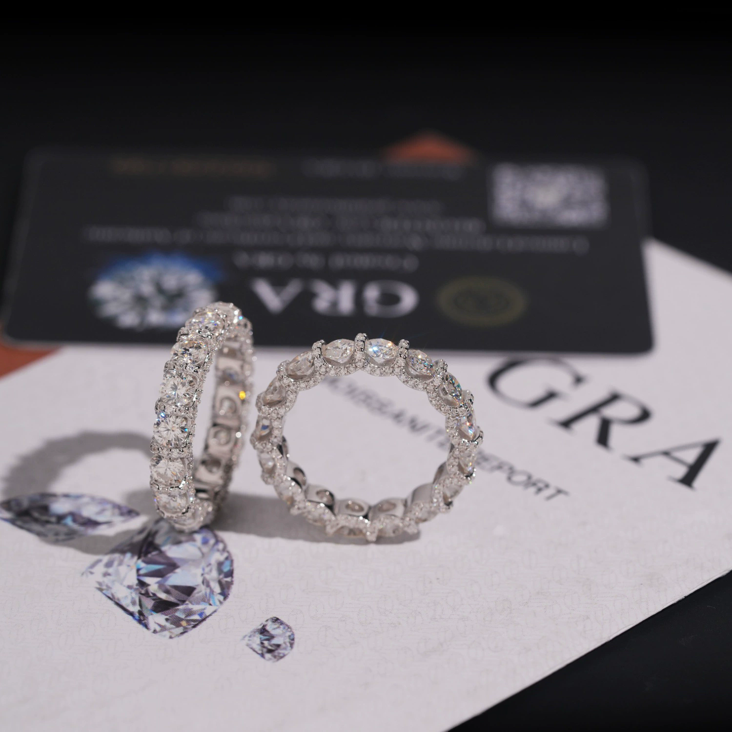 Full diamond design ring inlaid moissanite rings