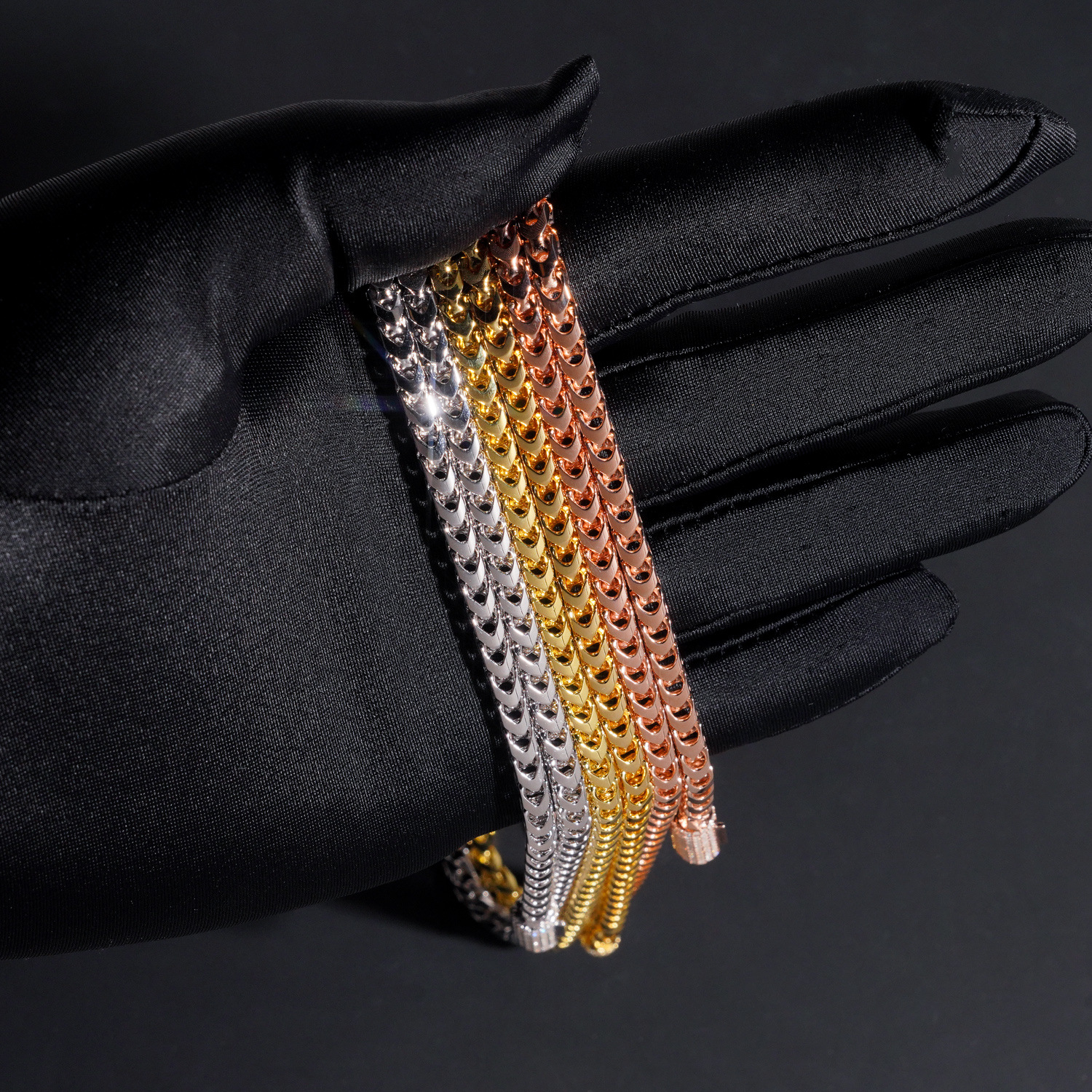 men women hip-hop necklace 4mm stainless steel buckle moissanite necklace