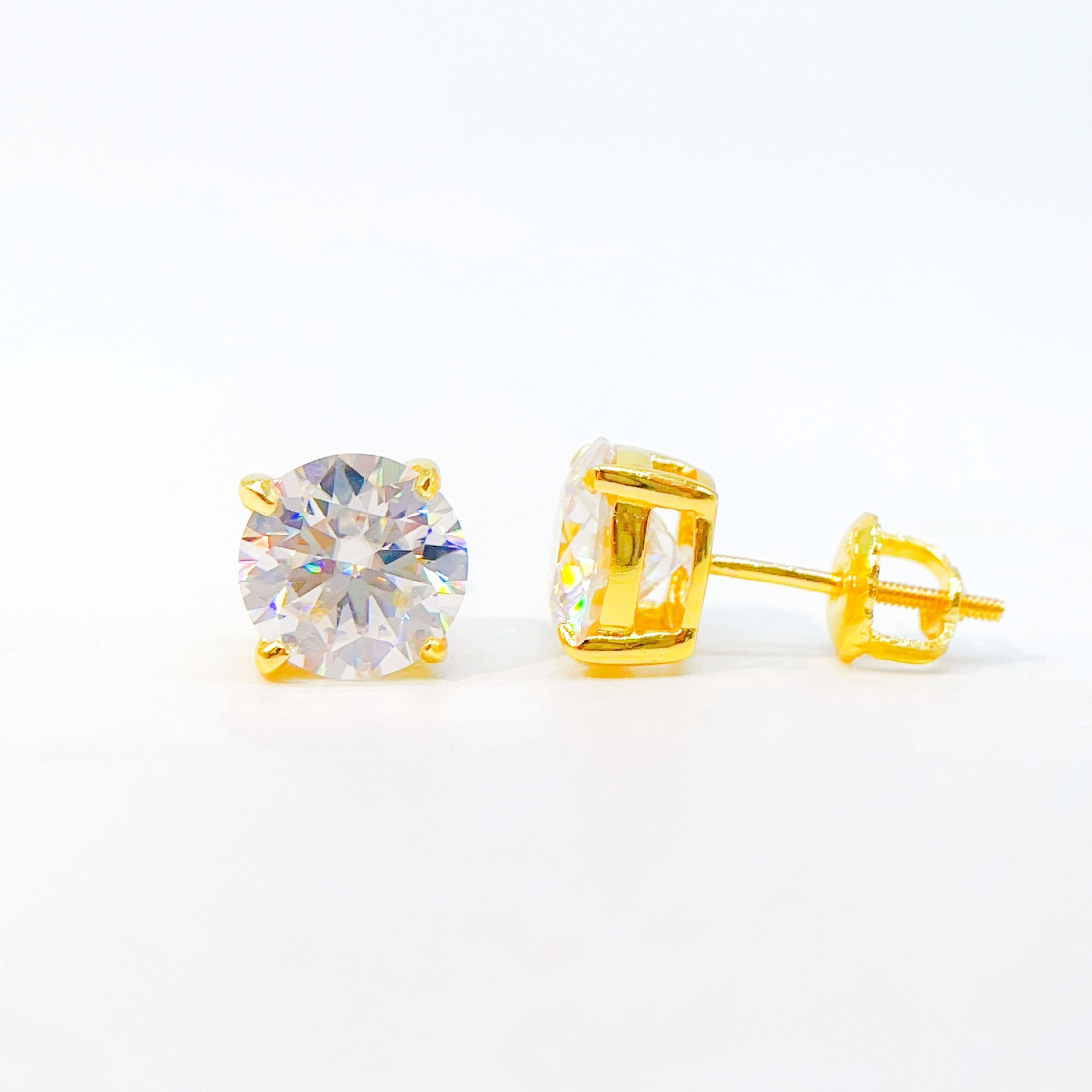 Silver inlaid moissanite ear stud single stone fashion ear stud