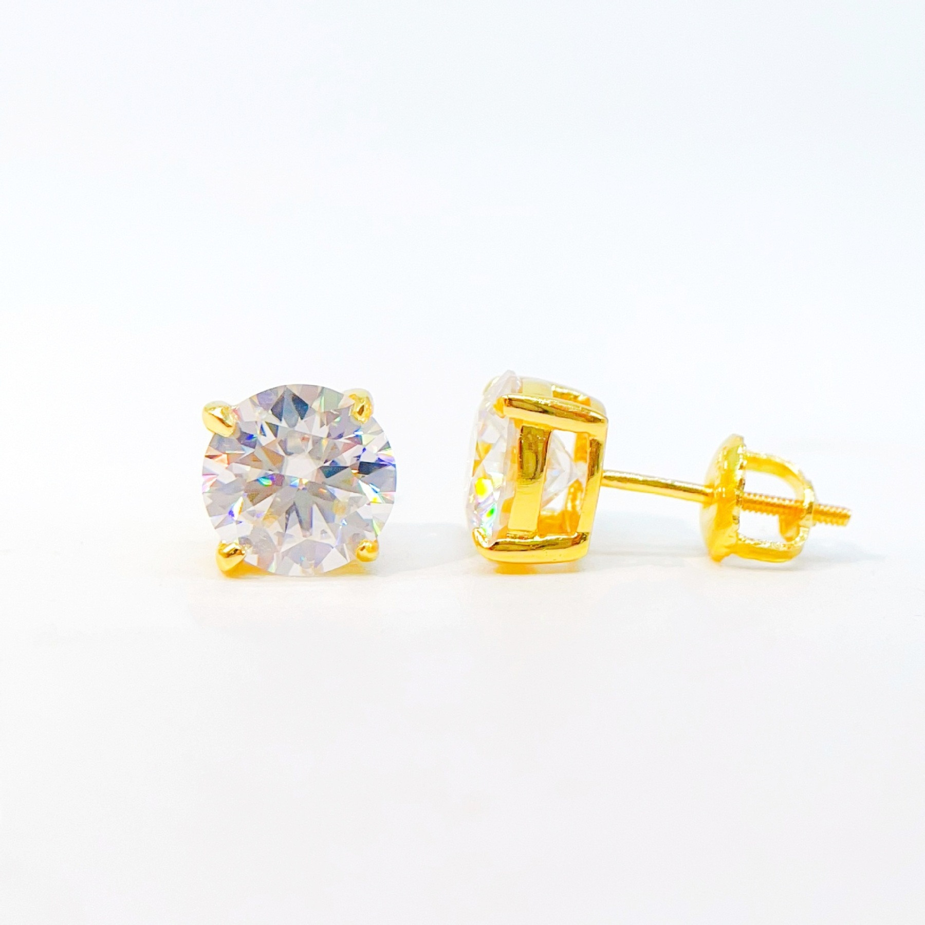 Silver inlaid moissanite ear stud single stone fashion ear stud