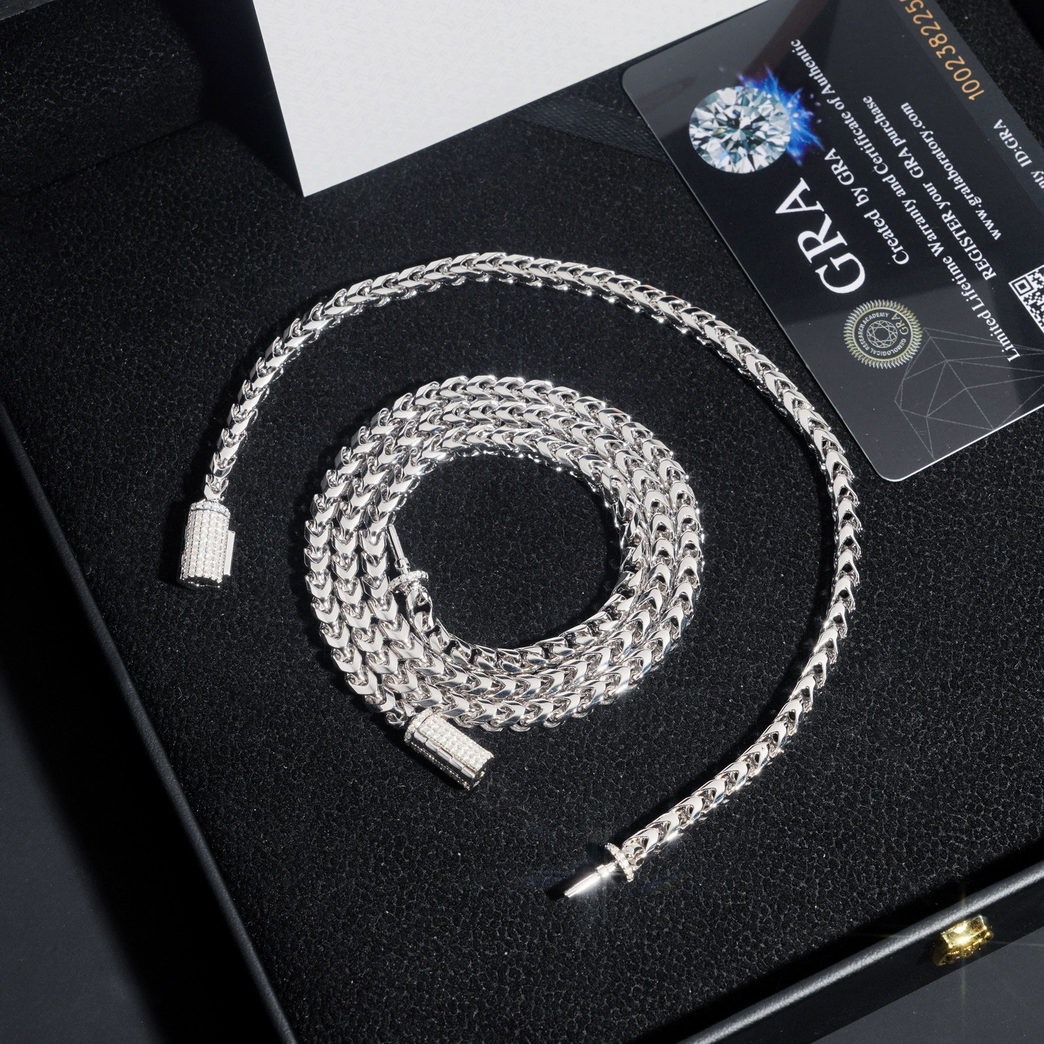 4mm stainless steel buckle moissanite necklace suitable men women hip-hop necklace