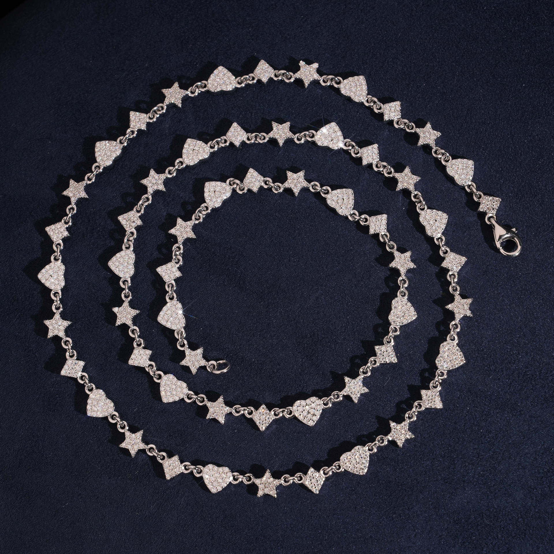 Hip hop style silver inlaid moissanite bracelet