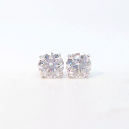 Silver inlaid moissanite ear stud single stone fashion ear stud