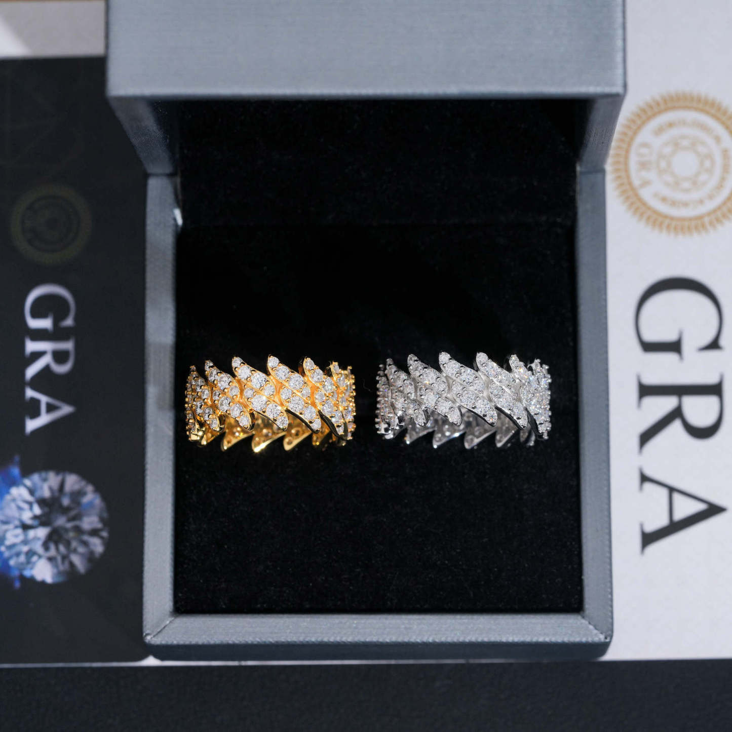 New Cuban Design Ring 925 Silver Moissanite Rings