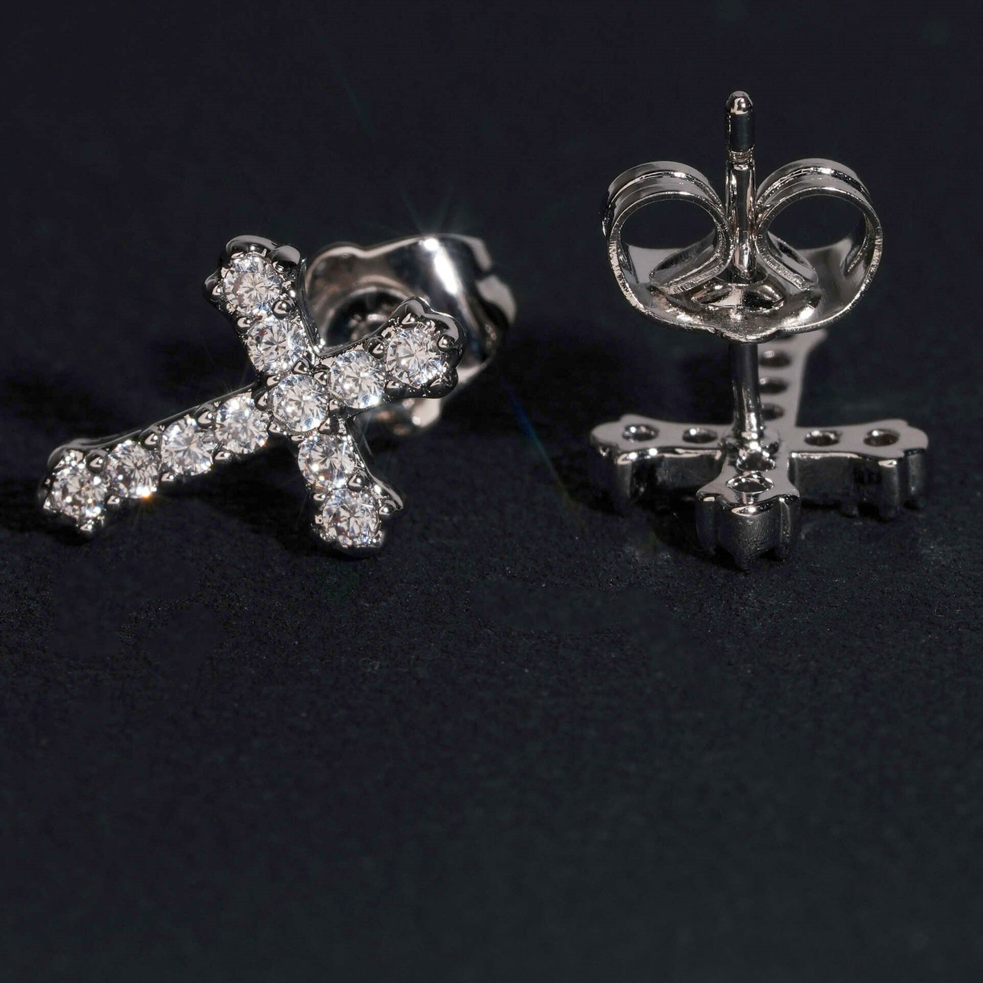 Cross element earrings copper inlaid cubic zirconia earrings