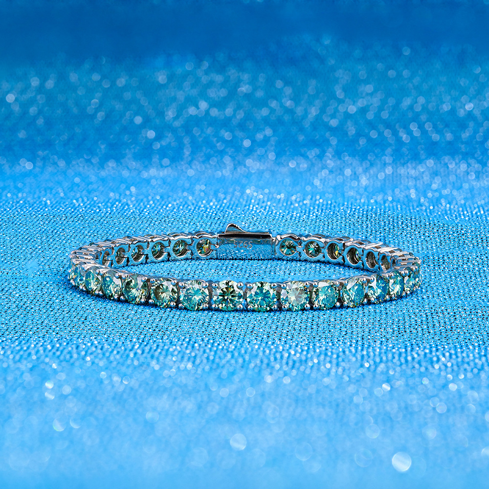 Blue green moissanite bracelet