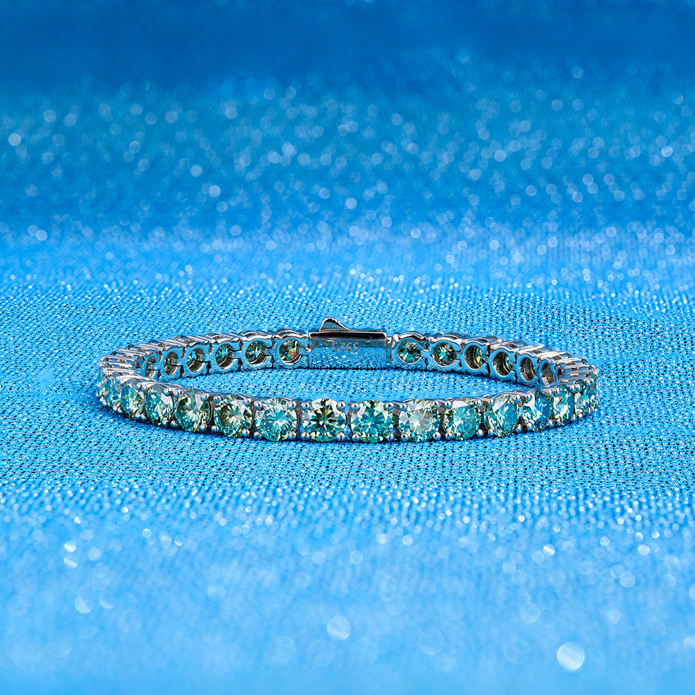 Blue green moissanite bracelet