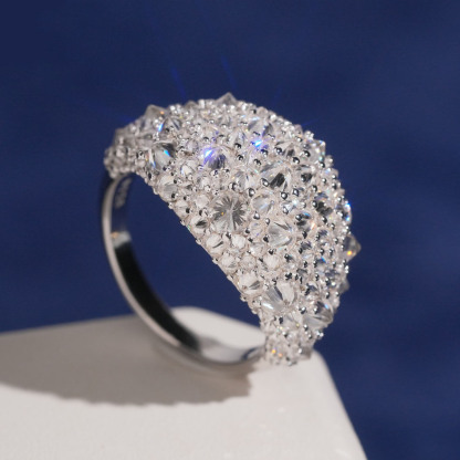 Fashion Creativity Super Flash Earring s925 Silver Moissanite Ring