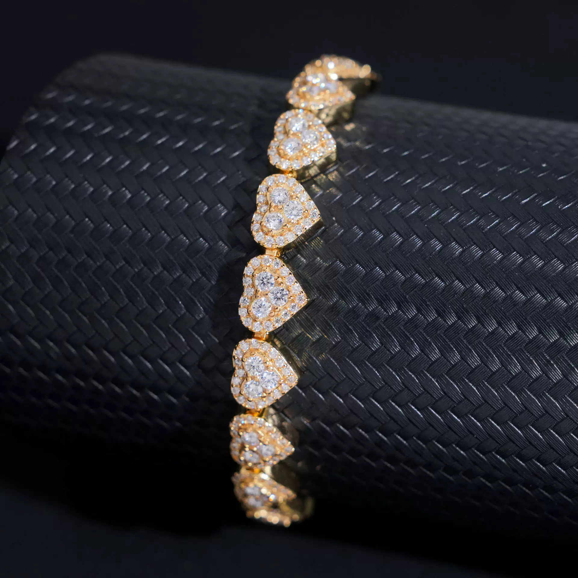 Exquisite zircon 8mm heart-shaped cuban necklace fashion bracelet