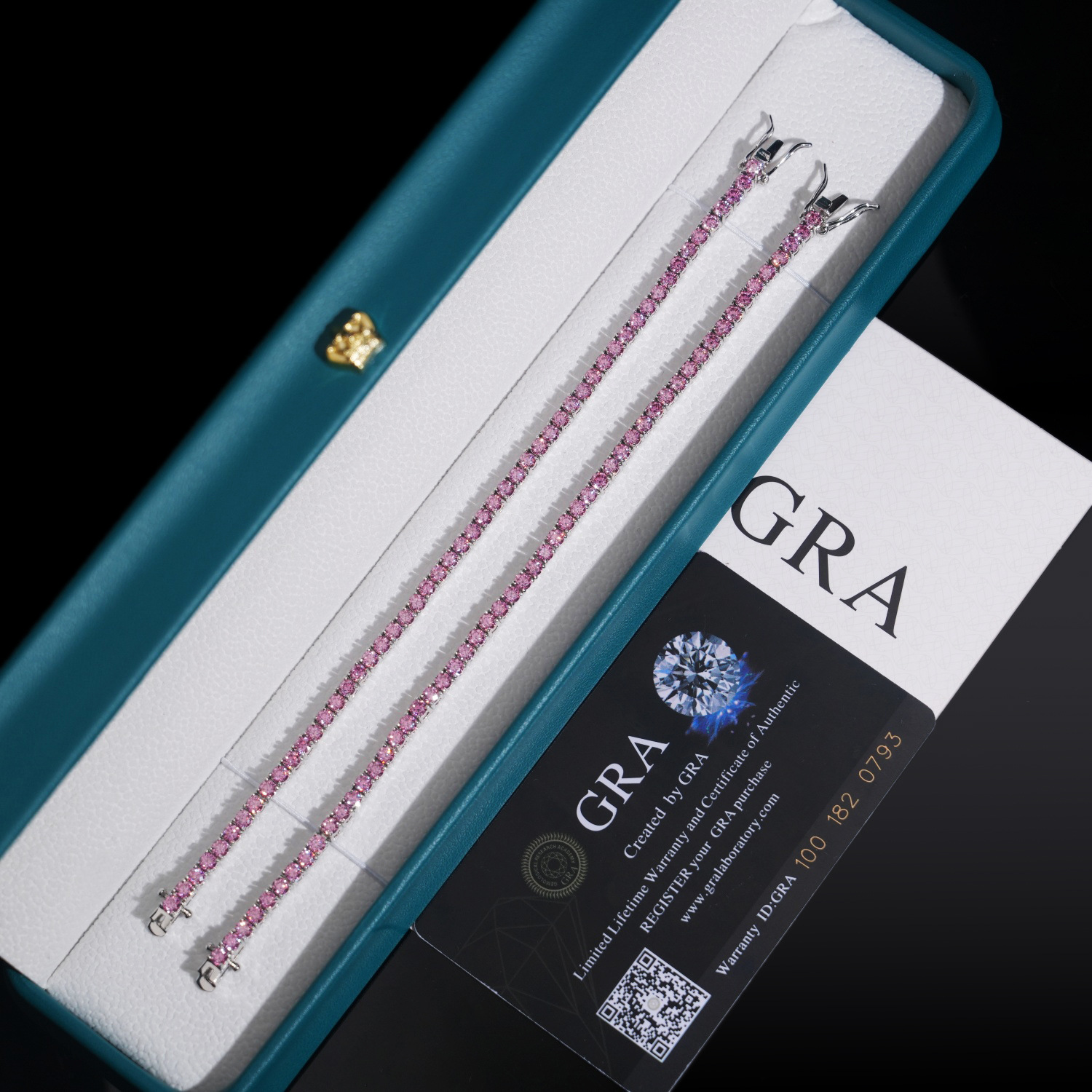 hip-hop 3mm Tennis bracelet S925 silver inlaid pink moissanite bracelet