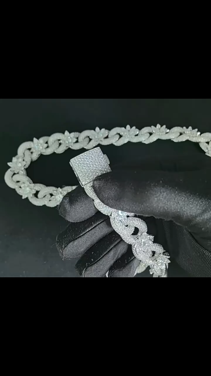 Thorn 18mm octagonal necklace copper inlaid cubic zirconia Cuban necklace