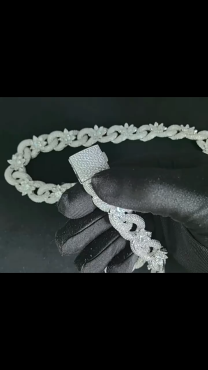 Thorn 18mm octagonal necklace copper inlaid cubic zirconia Cuban necklace