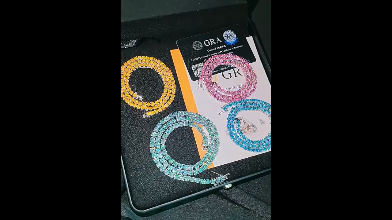 Tennis bracelet S925 silver inlaid blue-green moissanite bracelet