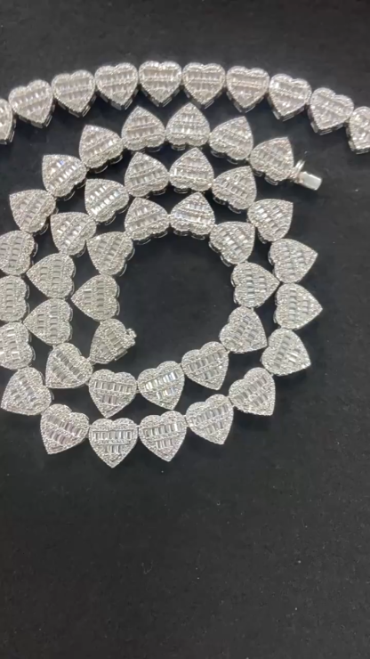 Hip hop Cuban necklace 13mm copper inlay zircon heart-shaped necklace