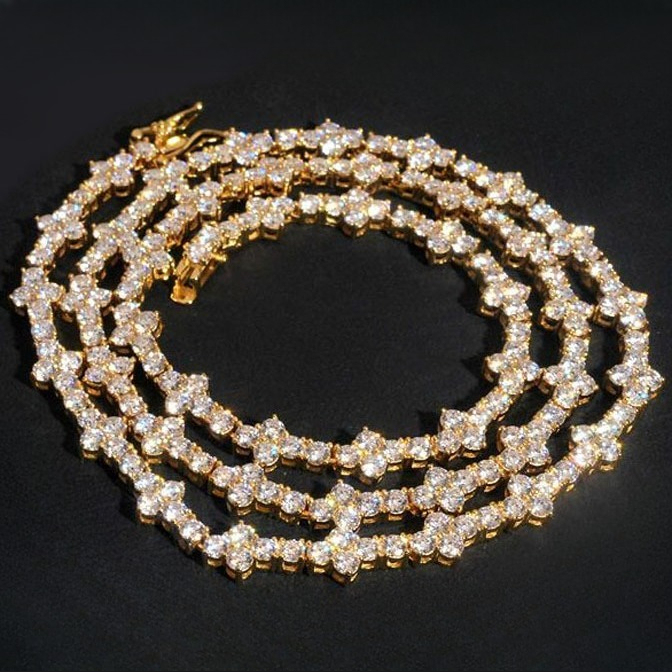 Hip hop trend s925 silver moissanite cross shaped tennis chain