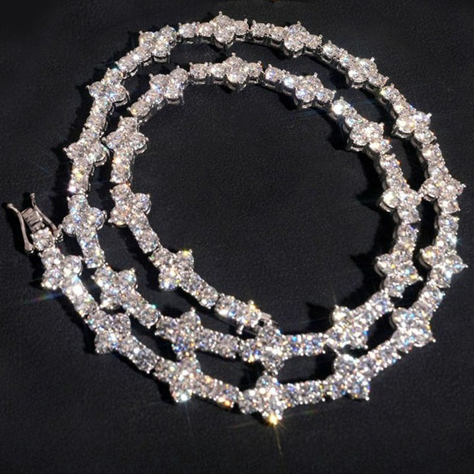 Hip hop trend s925 silver moissanite cross shaped tennis chain