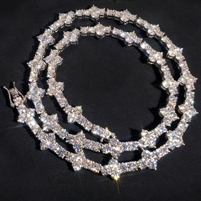 Hip hop trend s925 silver moissanite cross shaped tennis chain