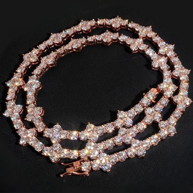 Hip hop trend s925 silver moissanite cross shaped tennis chain