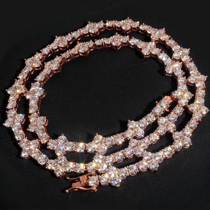 Hip hop trend s925 silver moissanite cross shaped tennis chain