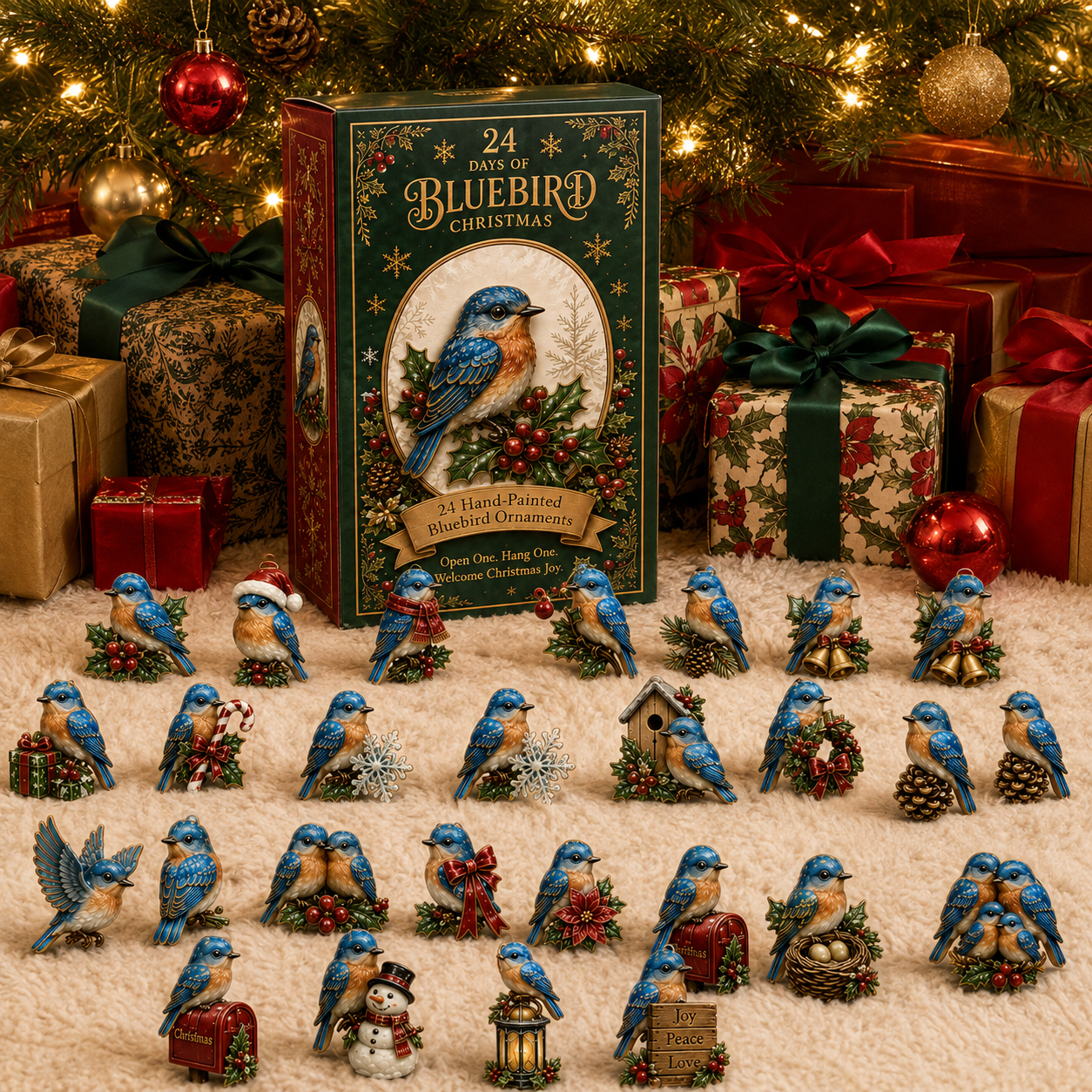 24-Day Bluebird Advent Calendar | Hand-Painted Ornament Countdown Gift - 🎄 Bluebird Christmas / BUY 1
