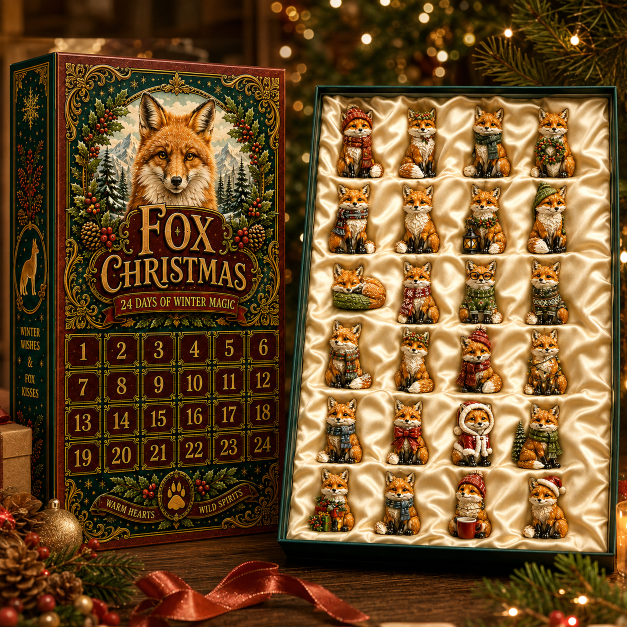 ✨24-Day Christmas Countdown Advent Calendar –Fox decoration - 1