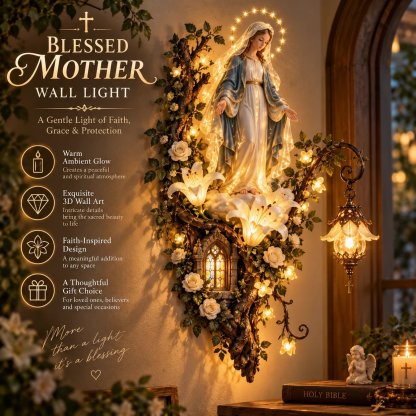 🏡HOT SALE🔥🙏 Blessed Mother Lighted Wall Décor | Virgin Mary 3D Religious Wall Art with Warm Ambient Glow