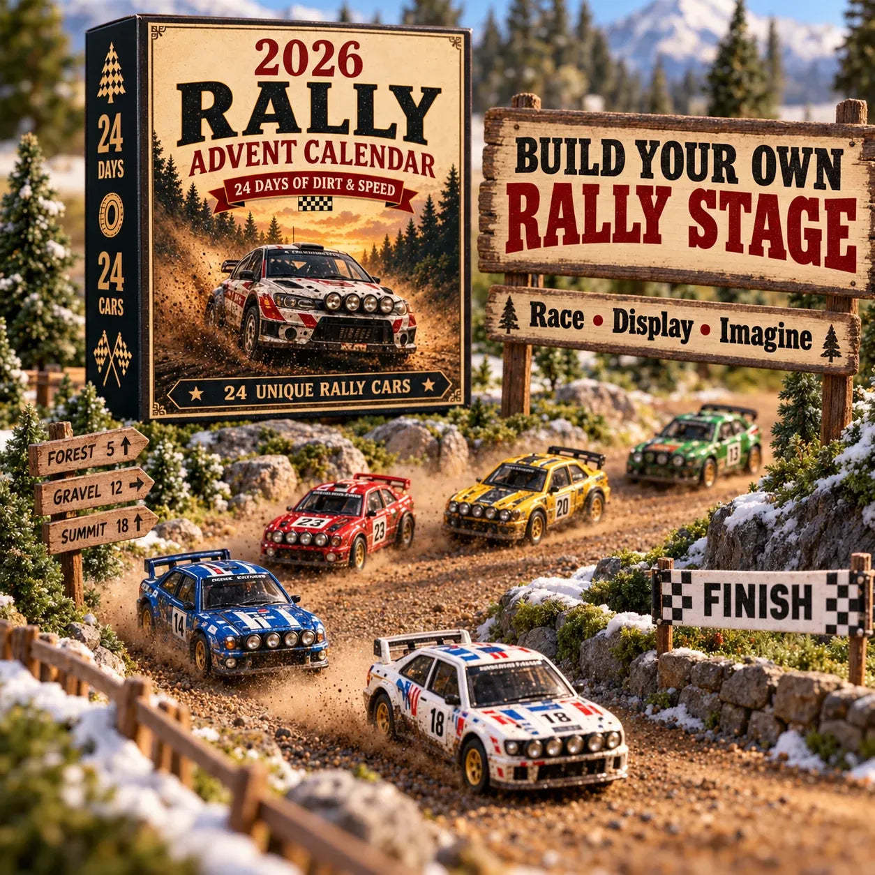 🏎️ 2026 Rally Racing Advent Calendar – 24 Days of Dirt & Speed, 24 Collectible Rally Cars