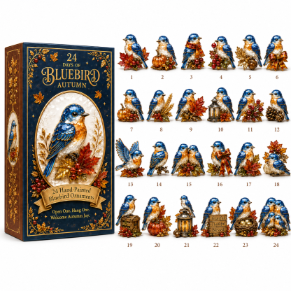 24-Day Bluebird Advent Calendar | Hand-Painted Ornament Countdown Gift - 19