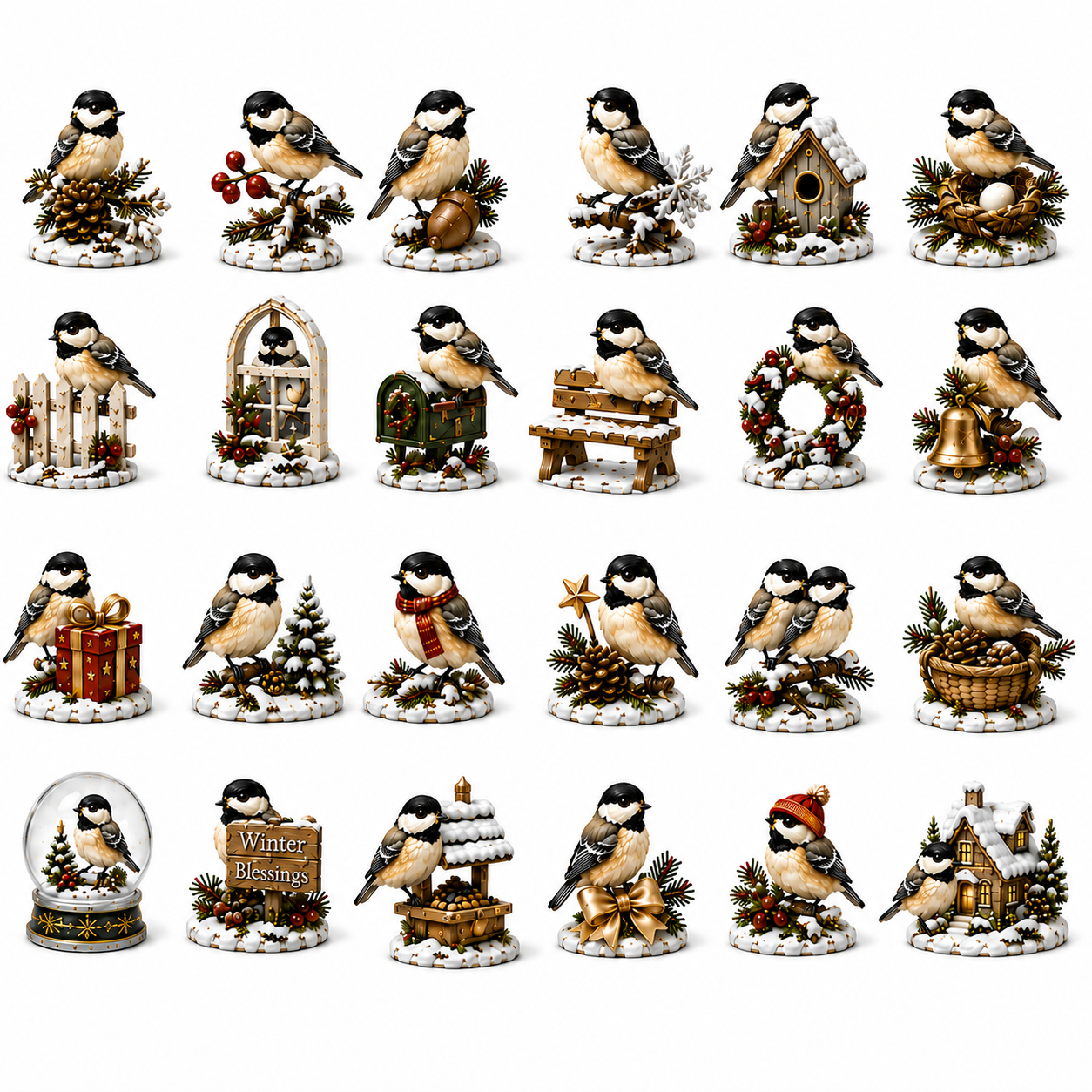 24-Day Chickadee Advent Calendar | Autumn & Winter Cottage Collectible Gift - 13