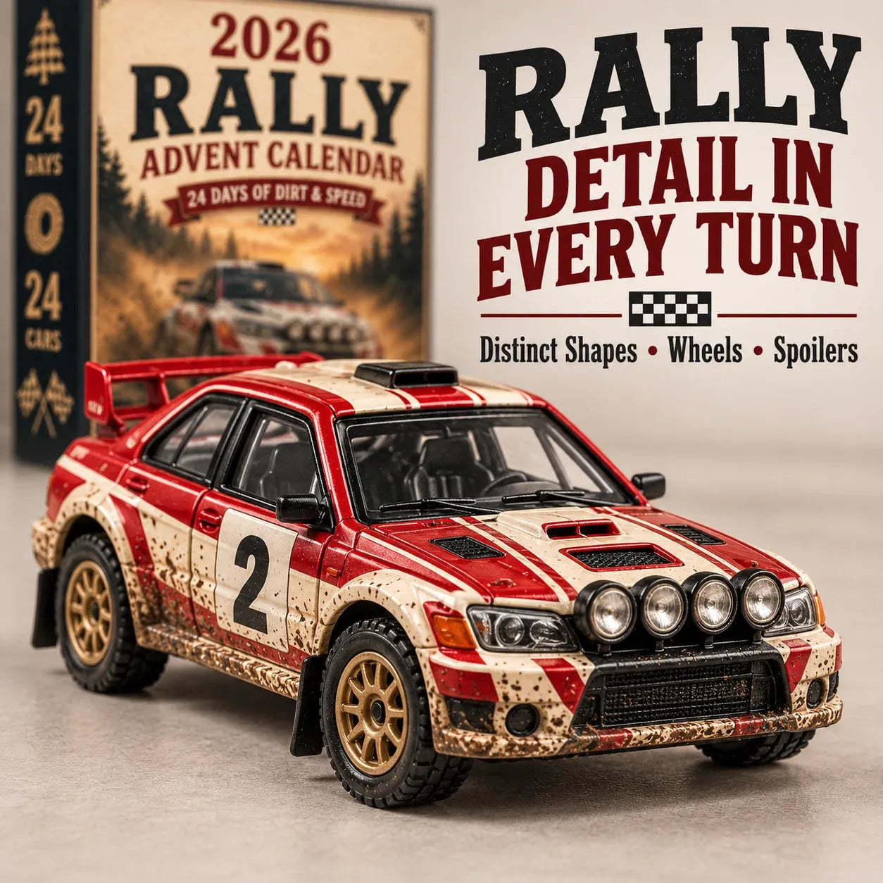 🏎️ 2026 Rally Racing Advent Calendar – 24 Days of Dirt & Speed, 24 Collectible Rally Cars