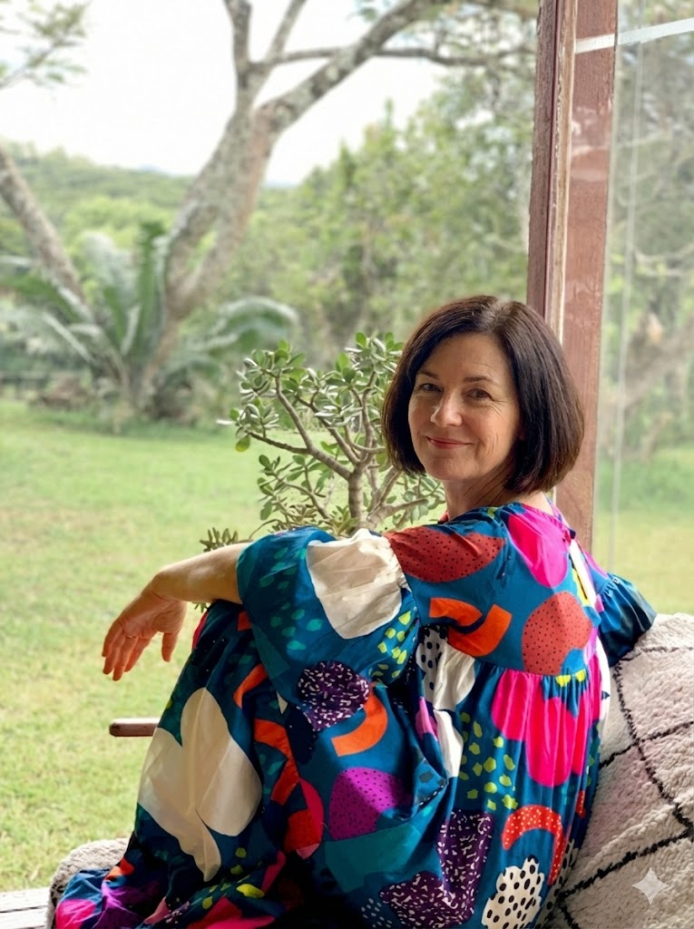 Blue Kooki dress 100% seersucker cotton (darker & brighter print)