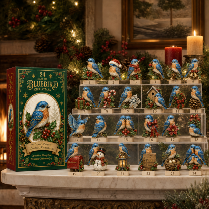 24-Day Bluebird Advent Calendar | Hand-Painted Ornament Countdown Gift - 18