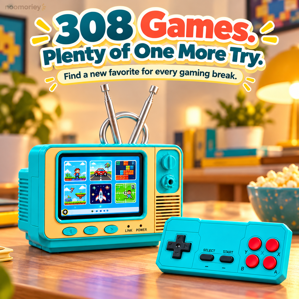 GV300 retro gaming console set with 308 built-in games