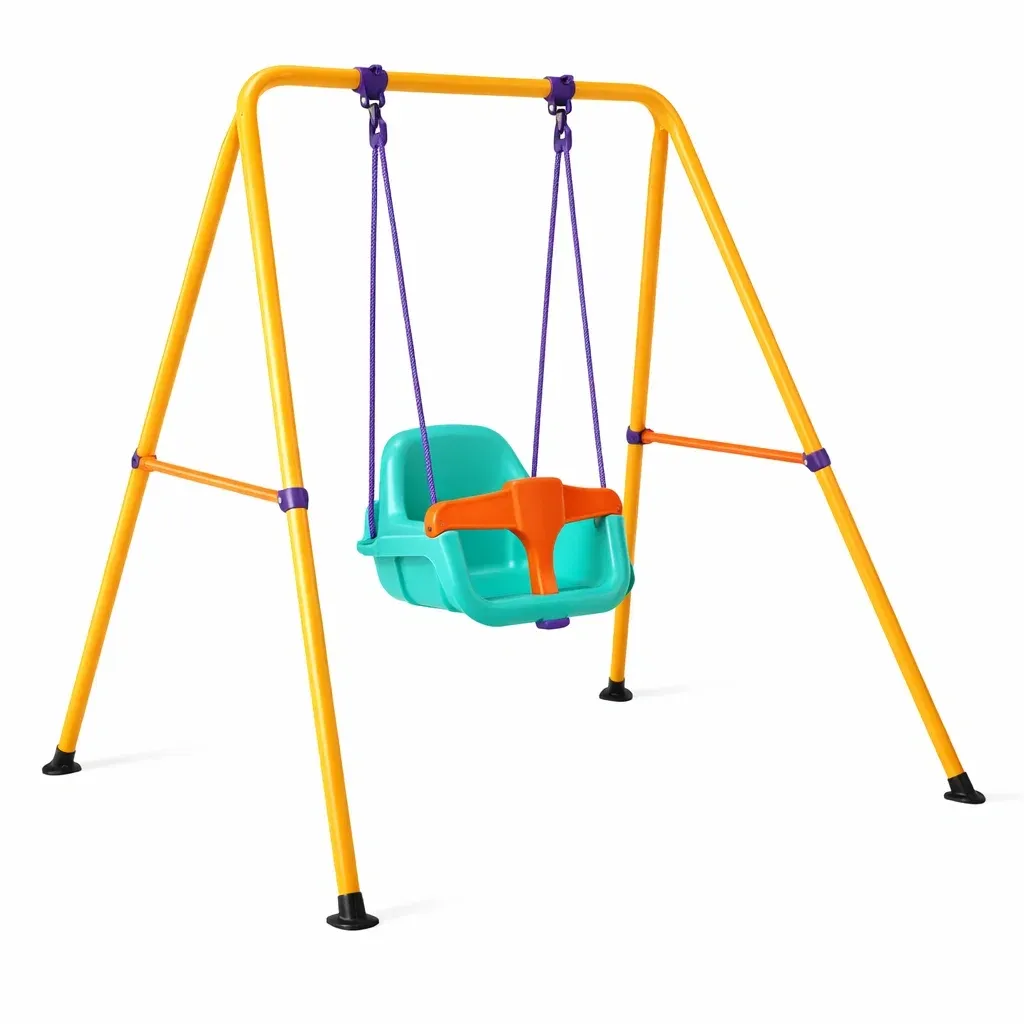 Swing set Outdoor with Turquoise Seat and Orange Steel Frame-Mobieta