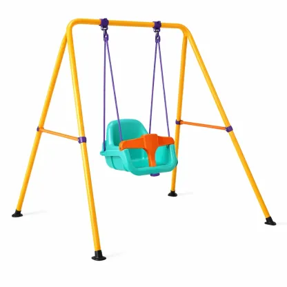Swing set Outdoor with Turquoise Seat and Orange Steel Frame-Mobieta