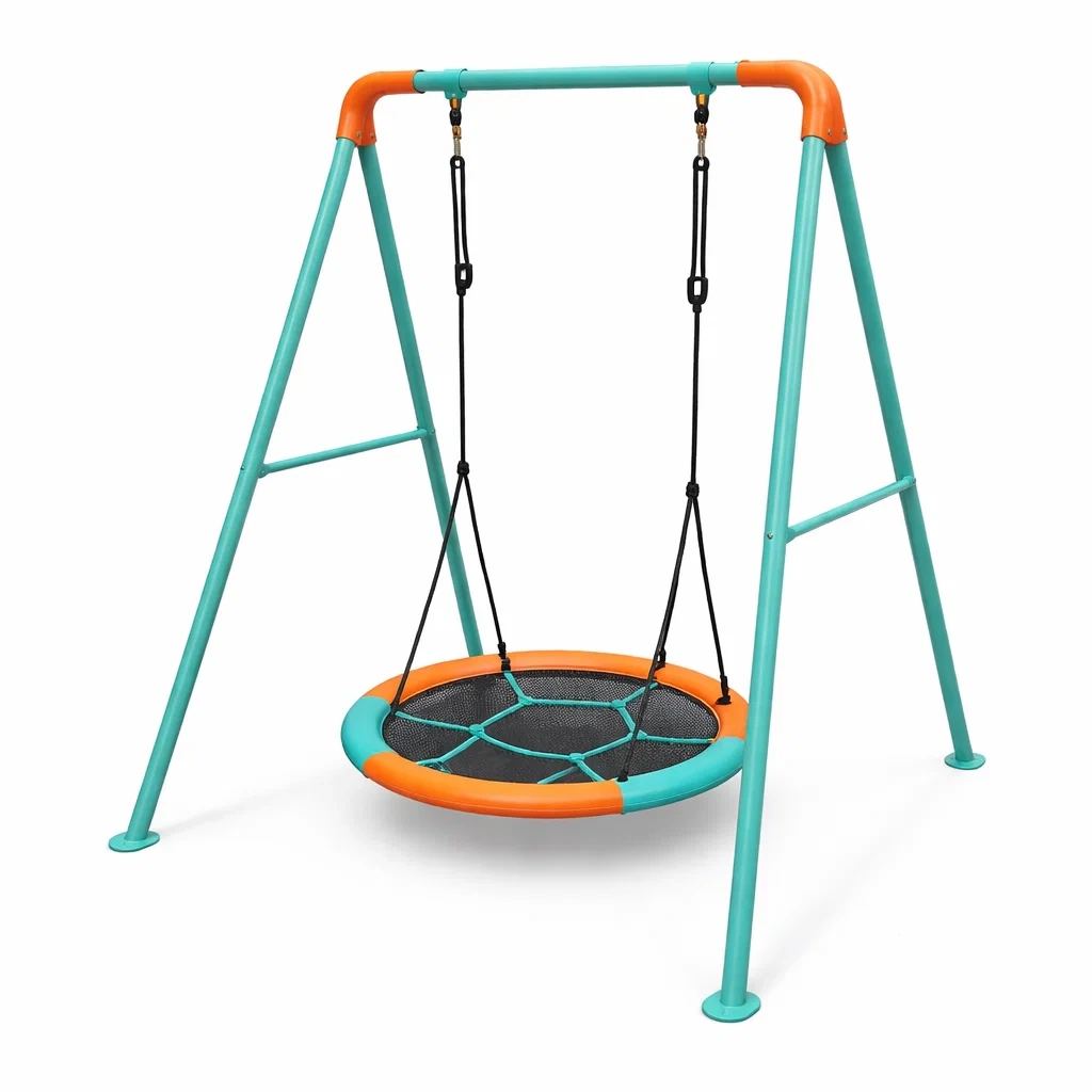 Swing set Outdoor Steel Nest Orange and Teal-Mobieta