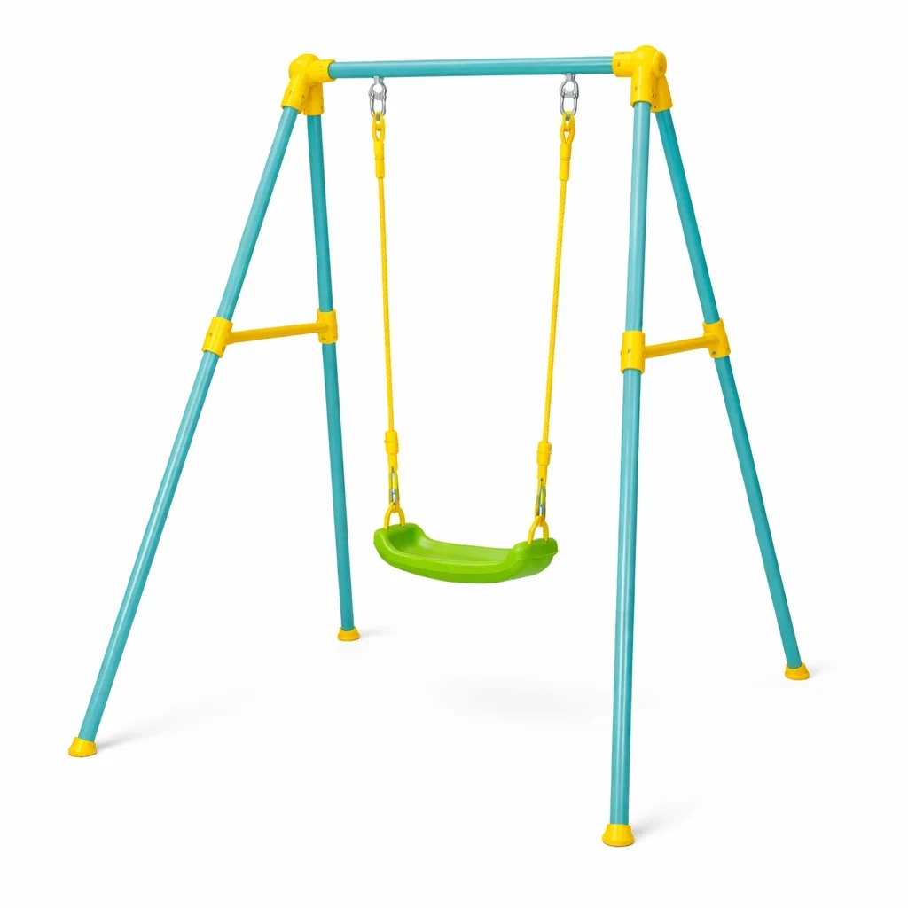 Swing set Outdoor with Green Seat and Steel Frame-Mobieta