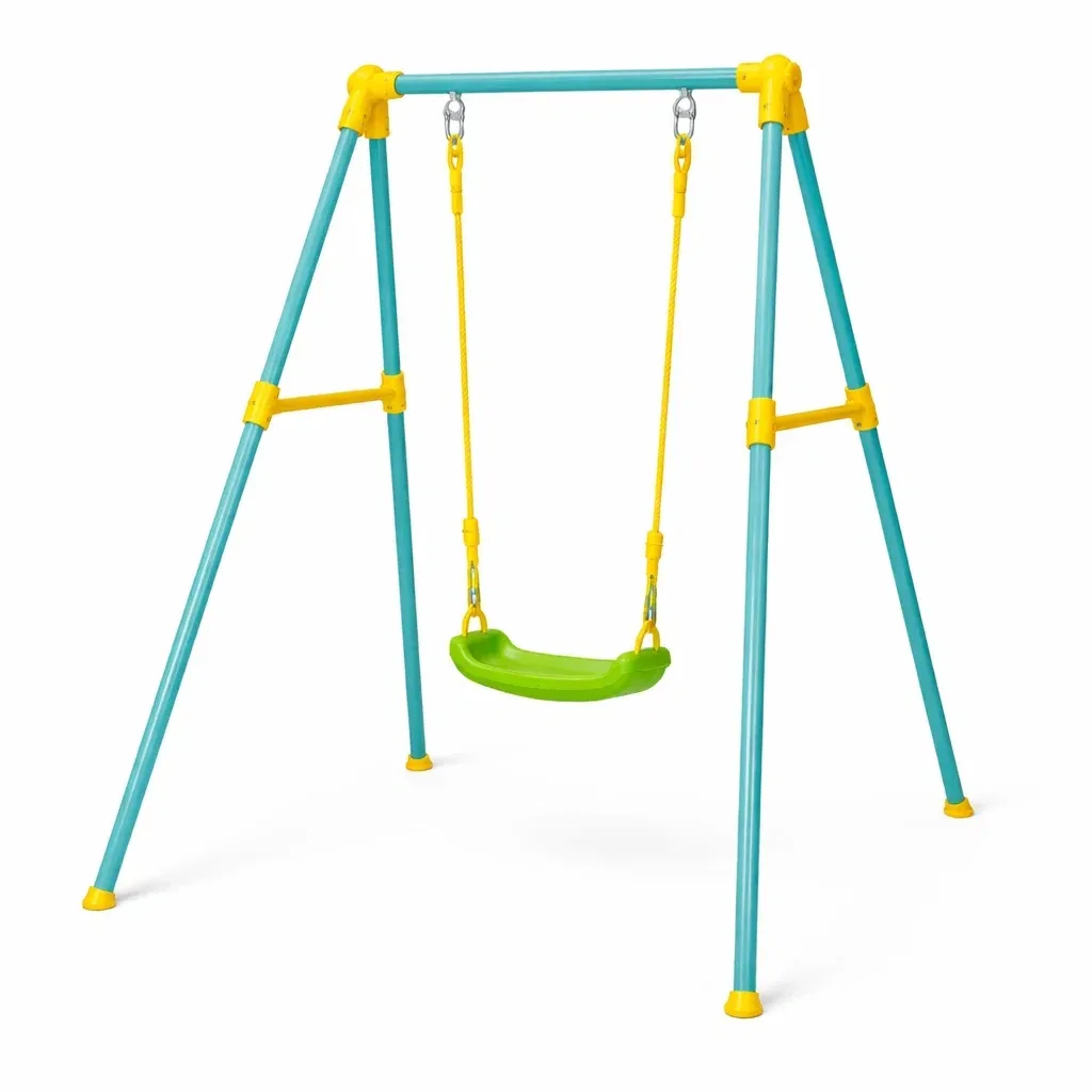 Swing set Outdoor with Green Seat and Steel Frame-Mobieta