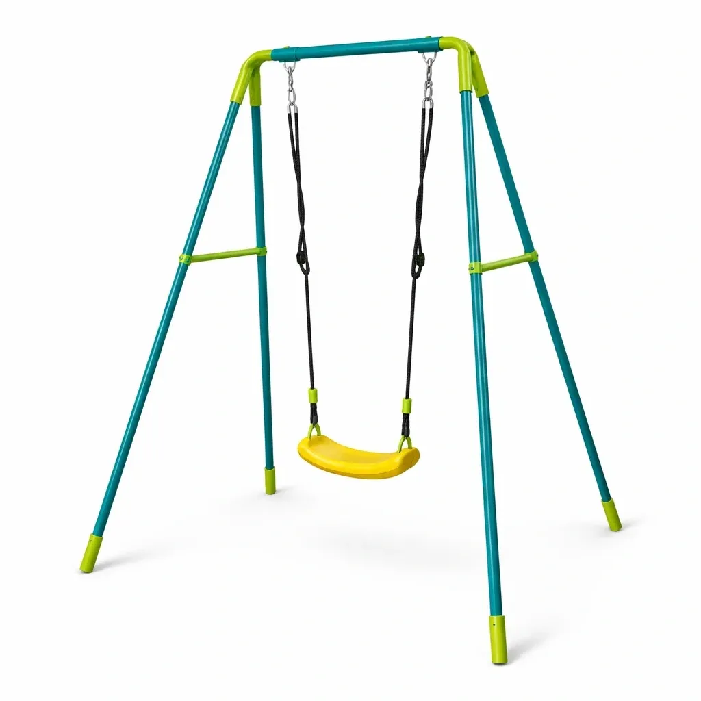 Swing set Outdoor Metal Frame with Yellow Seat-Mobieta