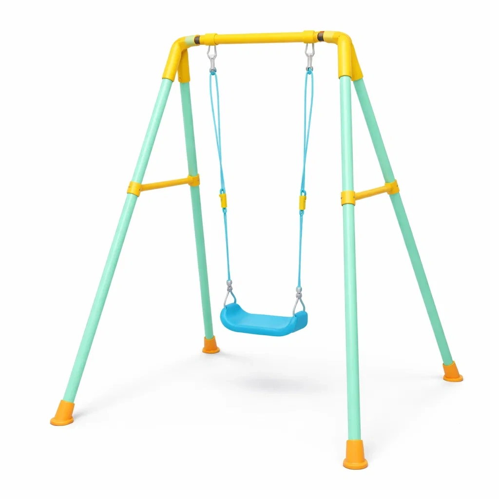 Swing set Outdoor with Blue Plastic Seat and Steel Frame-Mobieta