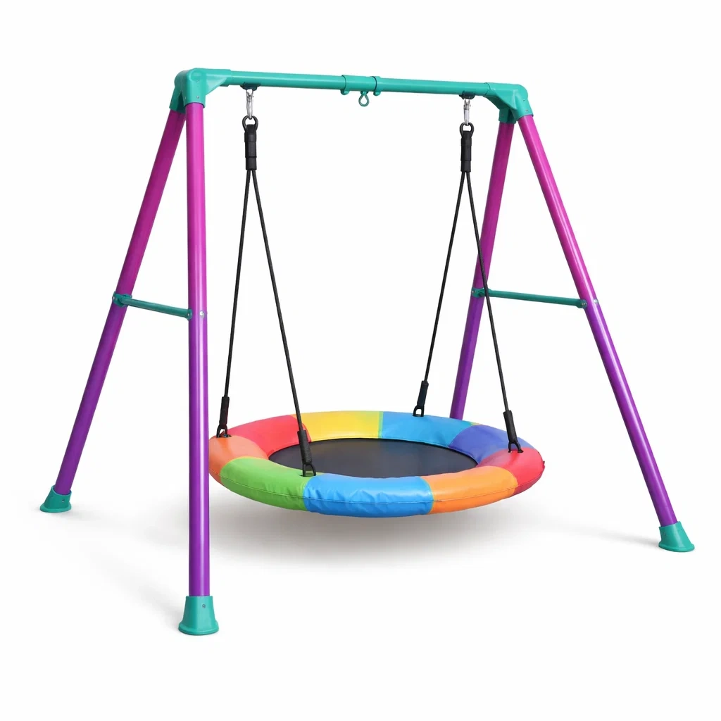 Swing set Round Nest with Steel Frame and Multicolour Oxford Fabric-Mobieta