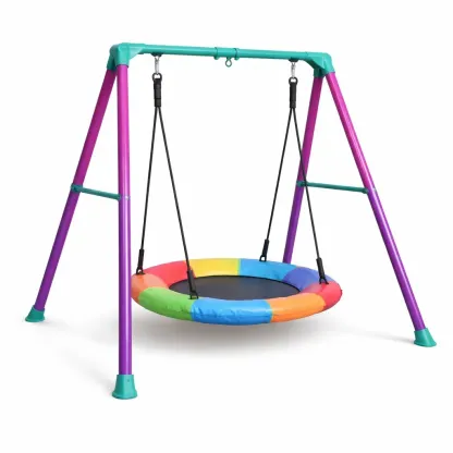 Swing set Round Nest with Steel Frame and Multicolour Oxford Fabric-Mobieta