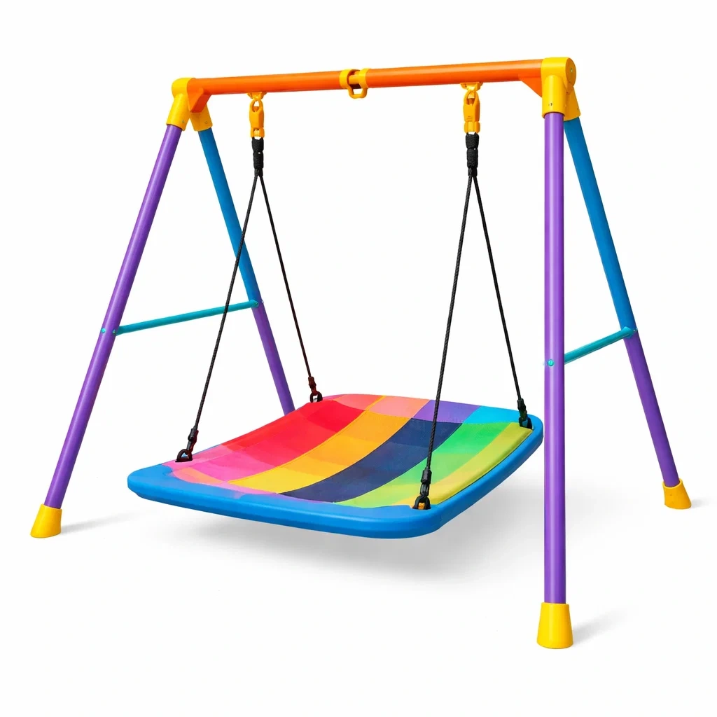 Swing set Outdoor Steel Frame Multicolour 180cm x 160cm x 180cm-Mobieta