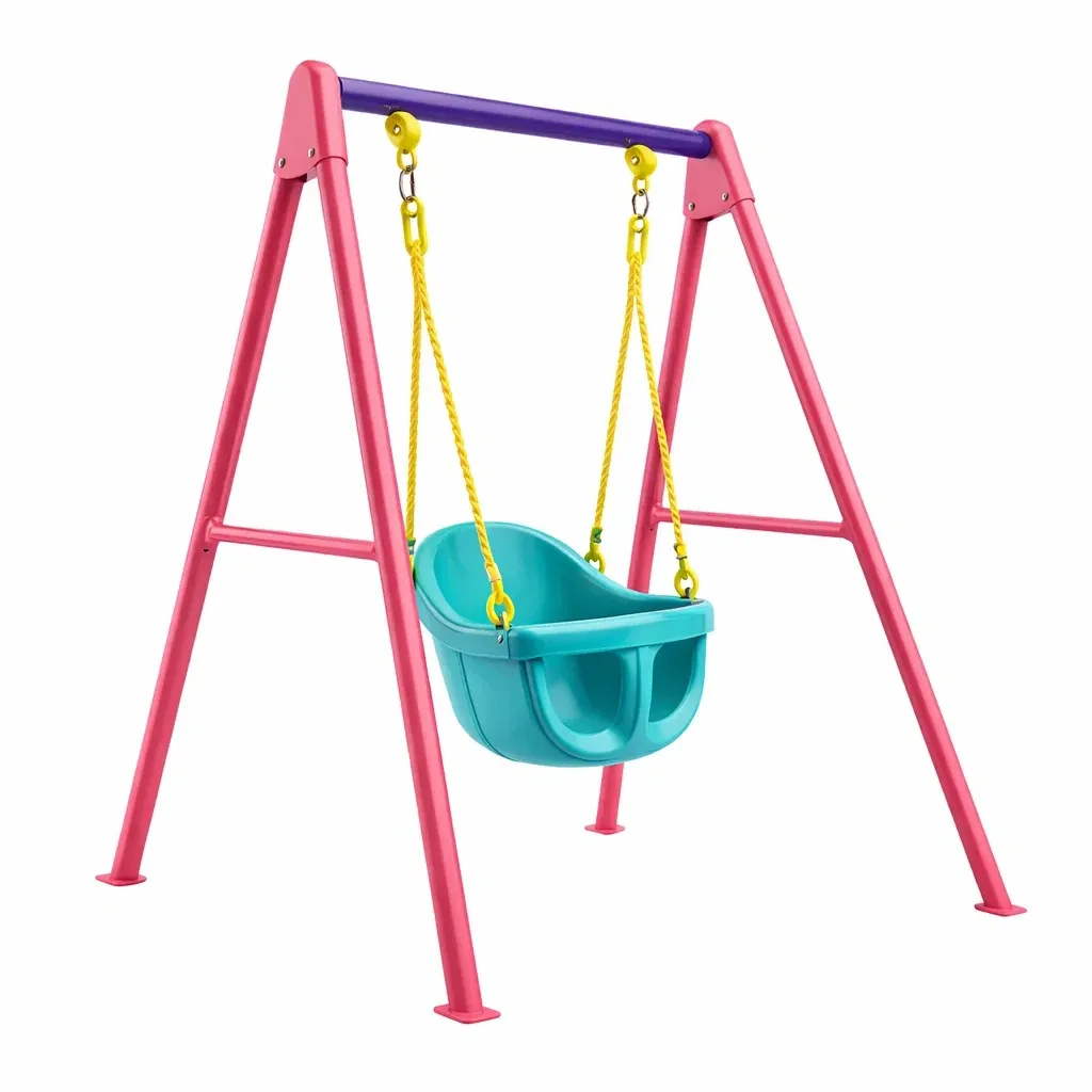 Swing set Plastic Seat with Metal Frame Pink and Teal-Mobieta