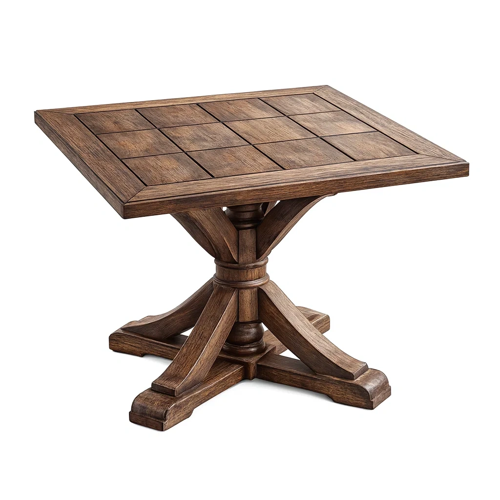 Table Square Solid Oak Brown Wood-Mobieta