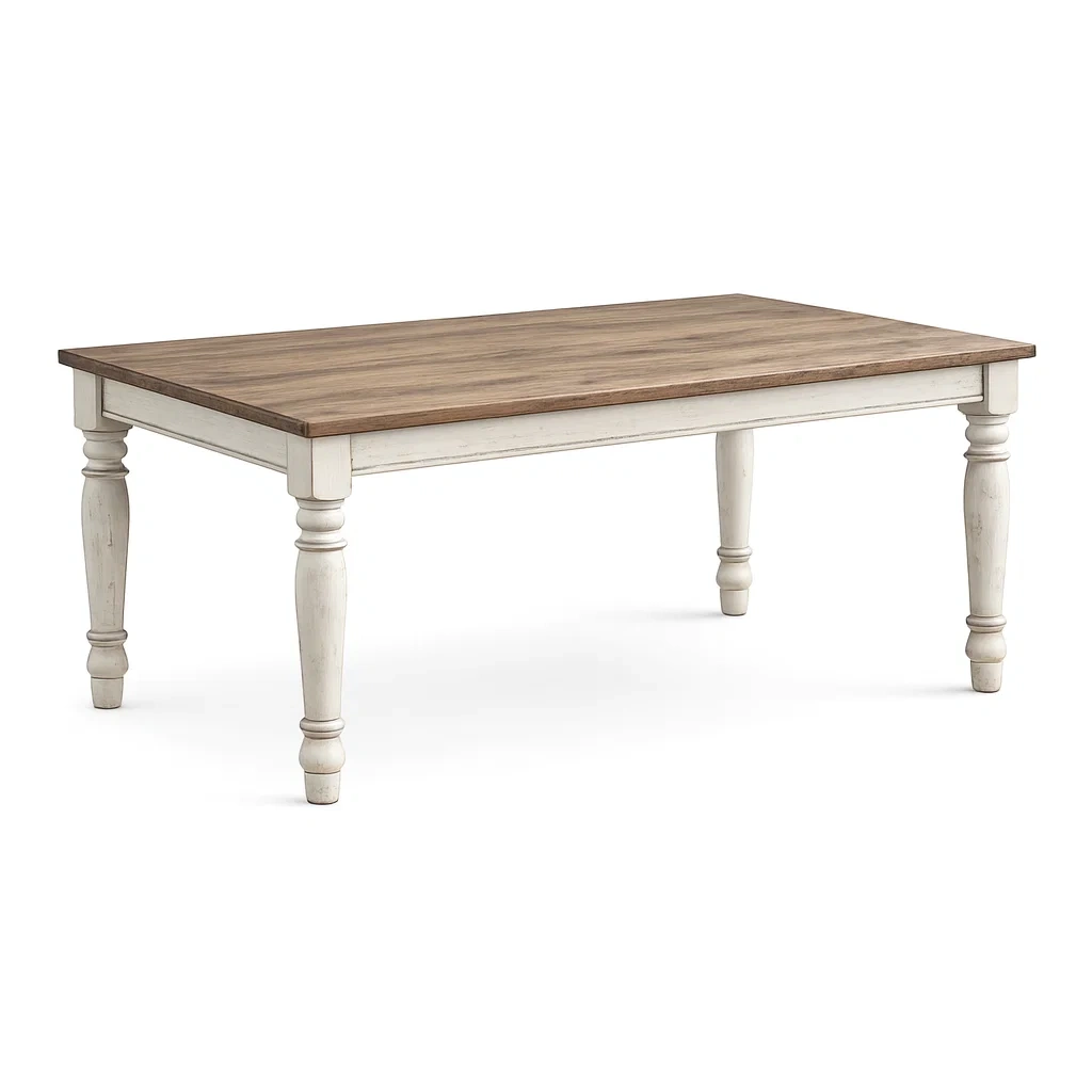 Table Rectangular Wooden with White Legs-Mobieta