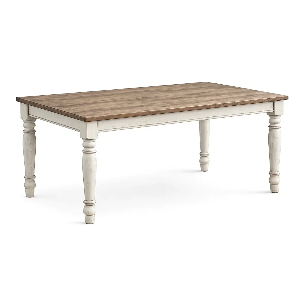 Table Rectangular Wooden with White Legs-Mobieta