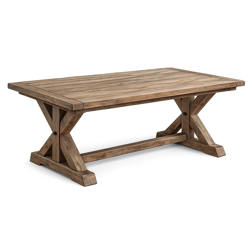 Table Wooden Rectangular Natural Finish 200x100x75 cm-Mobieta