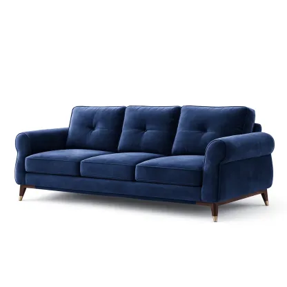 Sofa Velvet Three Seater with Wooden Legs-Mobieta